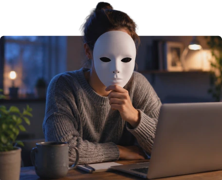 Employee wearing a mask